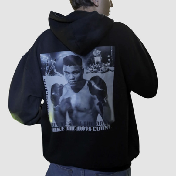 Never Old Muhammed Ali Clay Graphic Hoodie Sweatshirt Black, NWT-XL - Picture 1 of 8